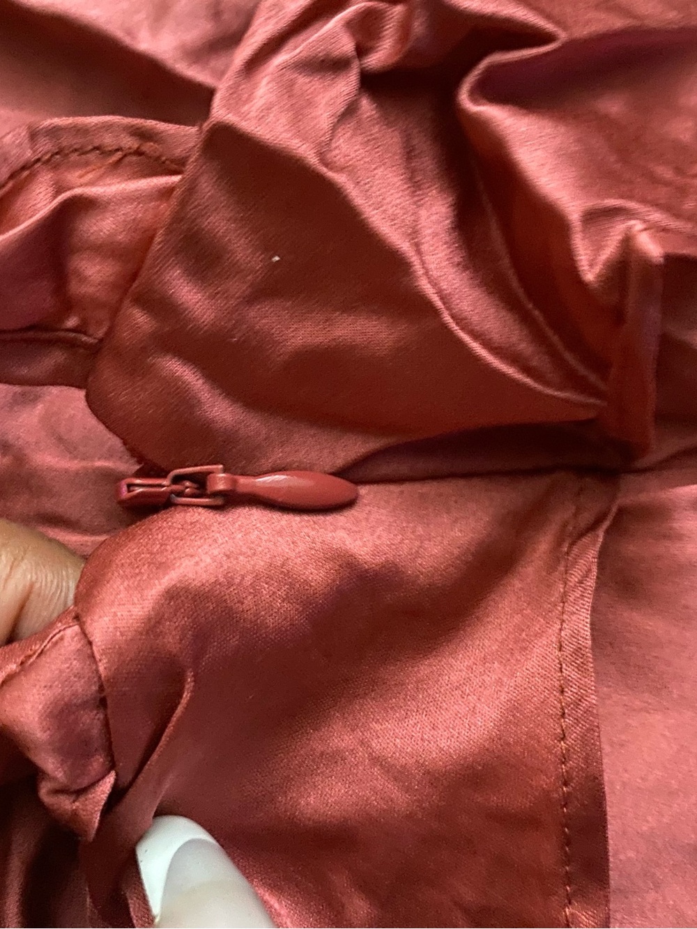Satin Ruffle Cold-Shoulder Bodysuit in Dusty Rose - Picture 7 of 10